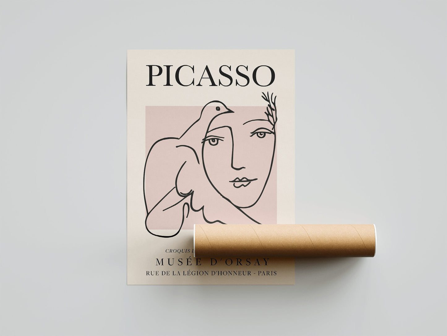 Picasso Exhibition Vintage Line Art Poster with Minimalist Line Drawing, Ideal Home Decor or Gift Print