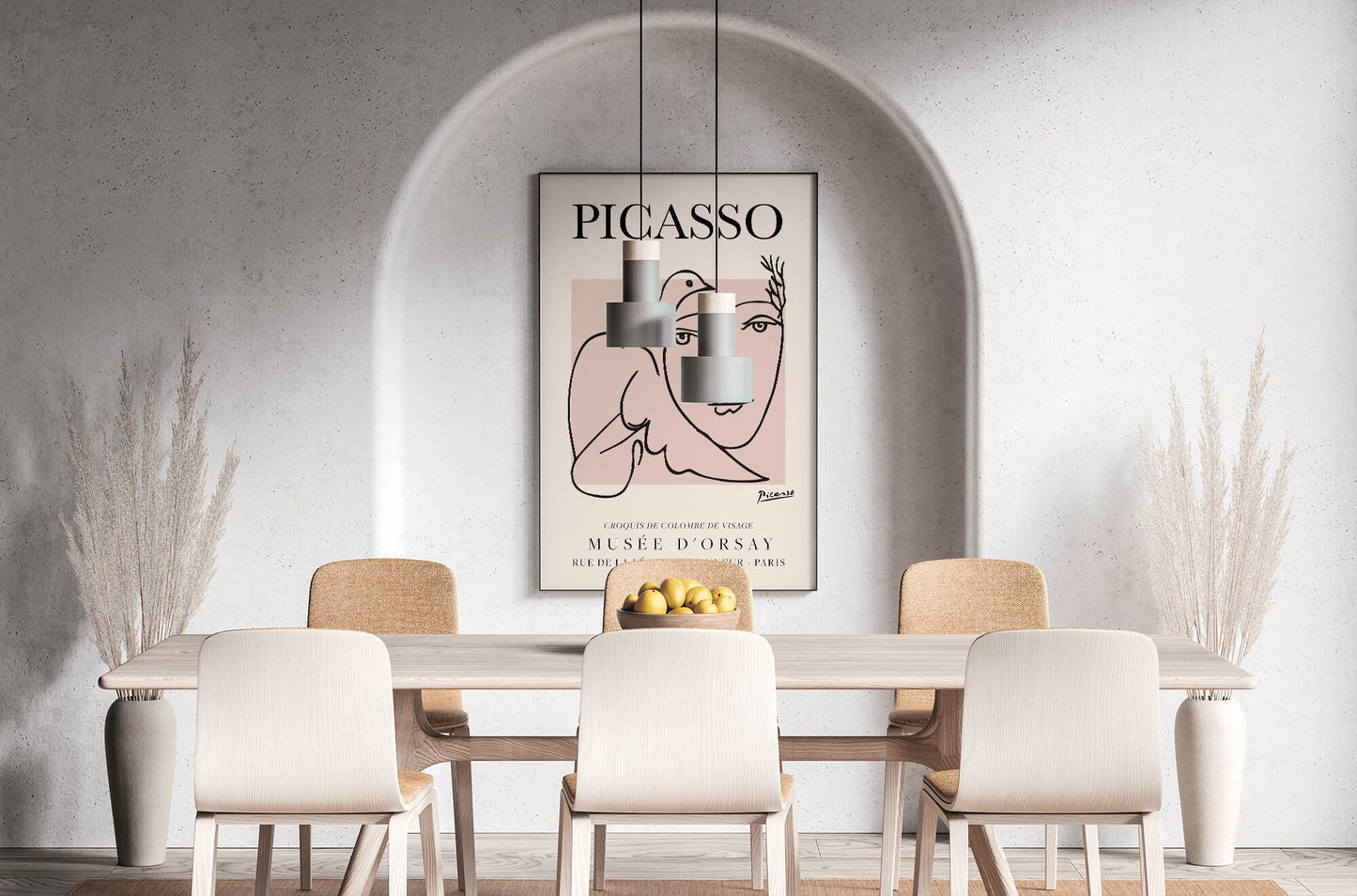 Picasso Exhibition Vintage Line Art Poster with Minimalist Line Drawing, Ideal Home Decor or Gift Print