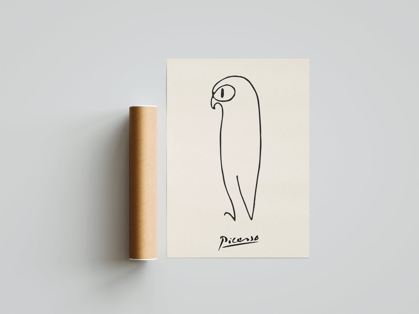 Picasso - Owl, Exhibition Vintage Line Art Poster, Minimalist Line Drawing, Ideal Home Decor or Gift Print