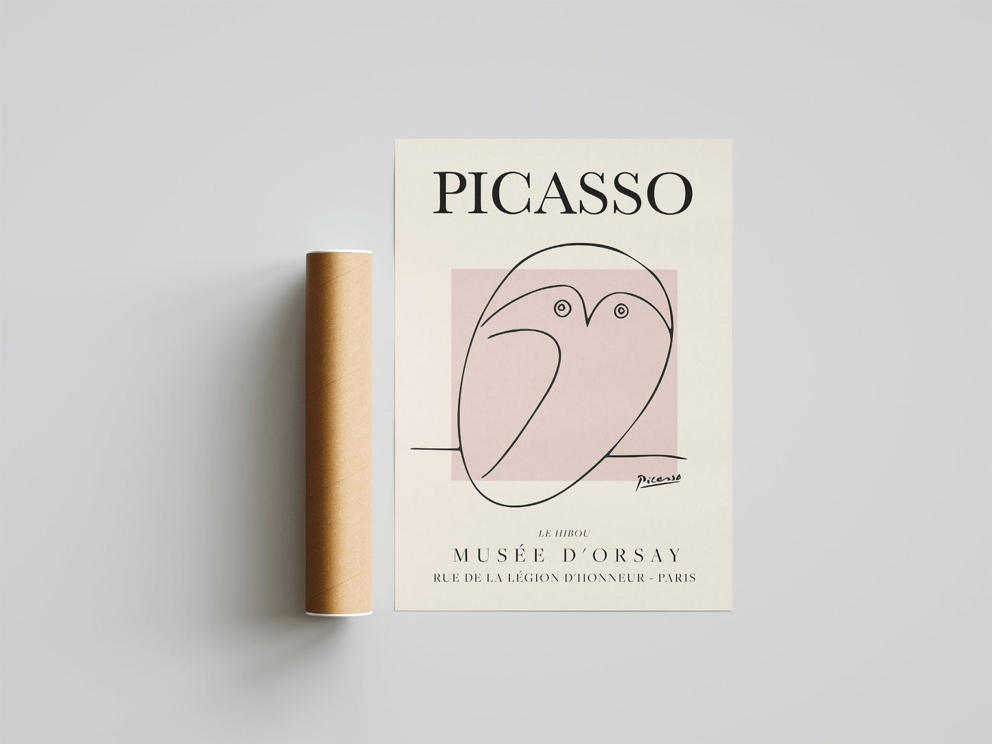 Picasso - The Owl, Exhibition Vintage Line Art Poster, Minimalist Line Drawing, Ideal Home Decor or Gift Print