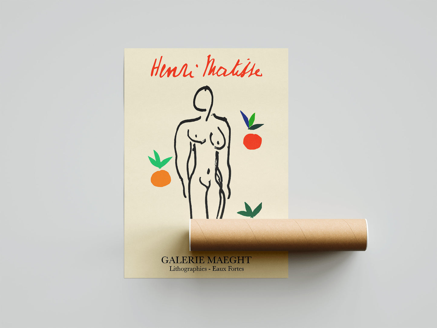 Póster de la exposición Desnudo con naranjas de Henri Matisse, arte mural para decoración del hogar