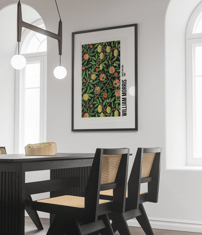 William Morris Exhibition Poster with Fruit Pattern Art Nouveau, Home Decor Wall Art