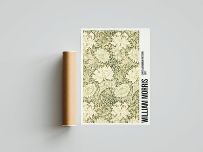 William Morris - Póster de exposición con estampado de flores de crisantemo, Art Nouveau, arte mural, decoración del hogar