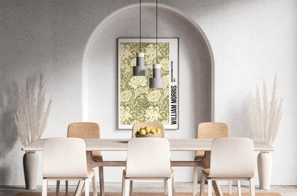William Morris - Póster de exposición con estampado de flores de crisantemo, Art Nouveau, arte mural, decoración del hogar