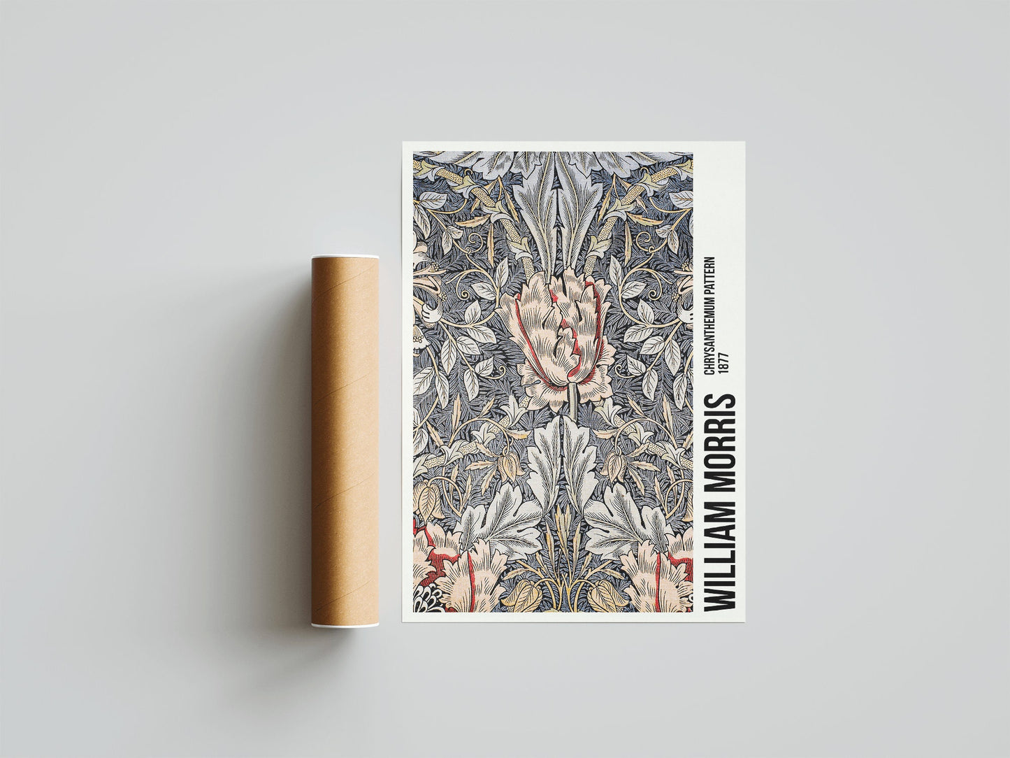 William Morris Exhibition Poster, William Morris Print, Art Nouveau, Honeysuckle Pattern, Fabric Textured Background, Home Decor, Victorian