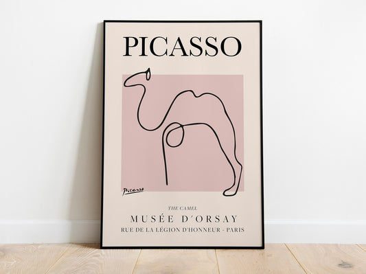 Picasso - Camello, cartel de arte lineal vintage de exposición, dibujo lineal minimalista, impresión ideal para decoración del hogar o regalo