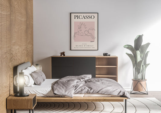 Póster de la exposición Picasso - El caballo I - Póster de arte lineal vintage, dibujo lineal minimalista, decoración ideal para el hogar o impresión para regalar