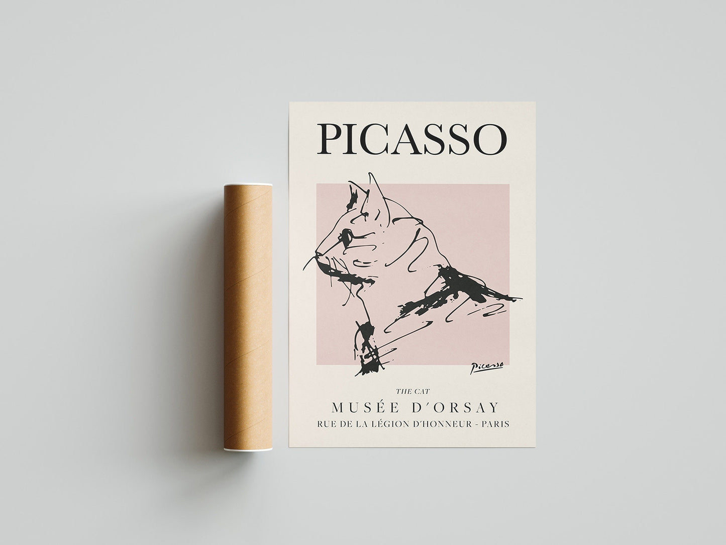 Picasso - Cat, Exhibition Vintage Line Art Poster, Minimalist Line Drawing, Ideal Home Decor or Gift Print