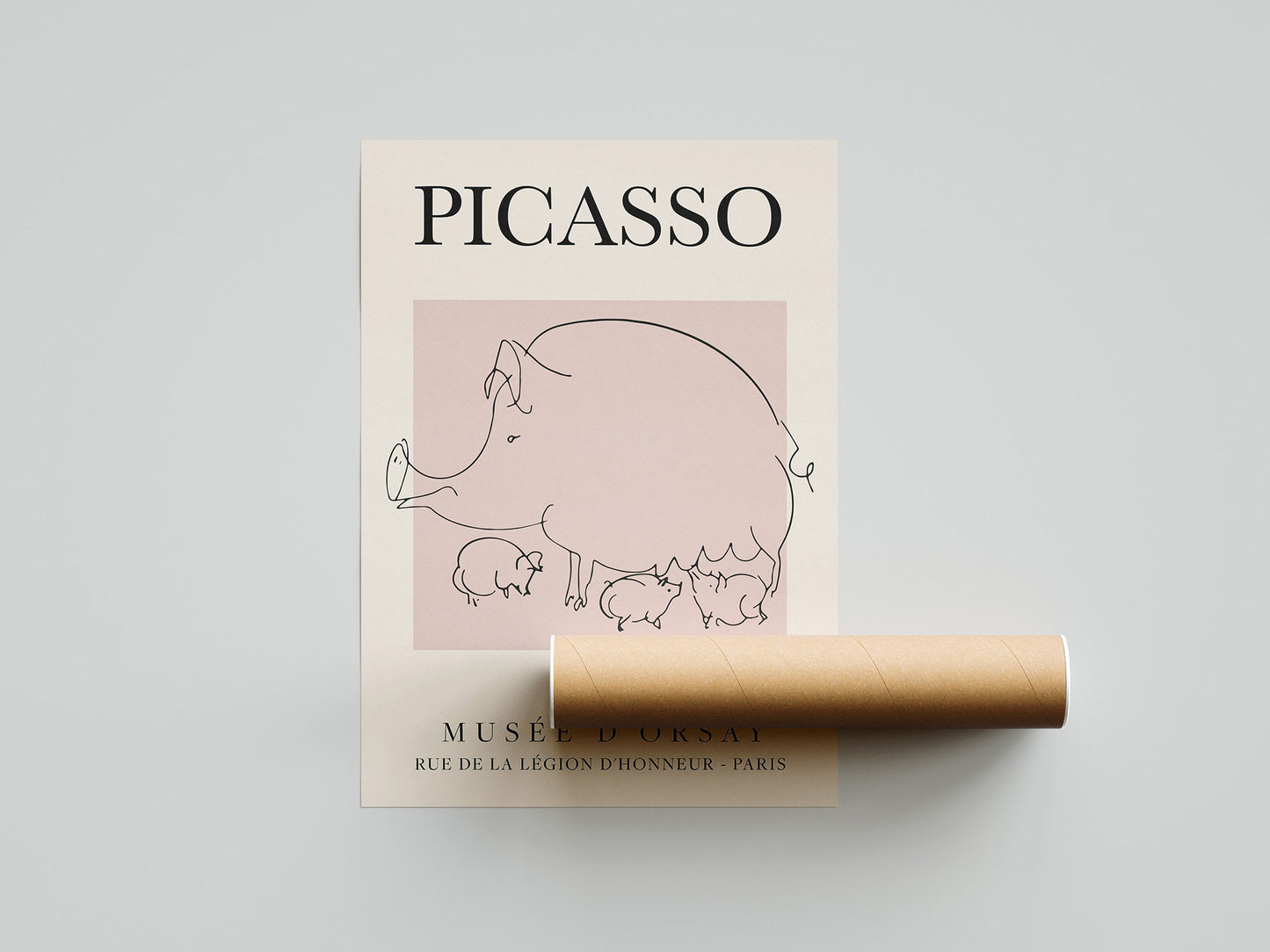 Picasso - The Pigs, Exhibition Vintage Line Art Poster, Minimalist Line Drawing, Ideal Home Decor or Gift Print