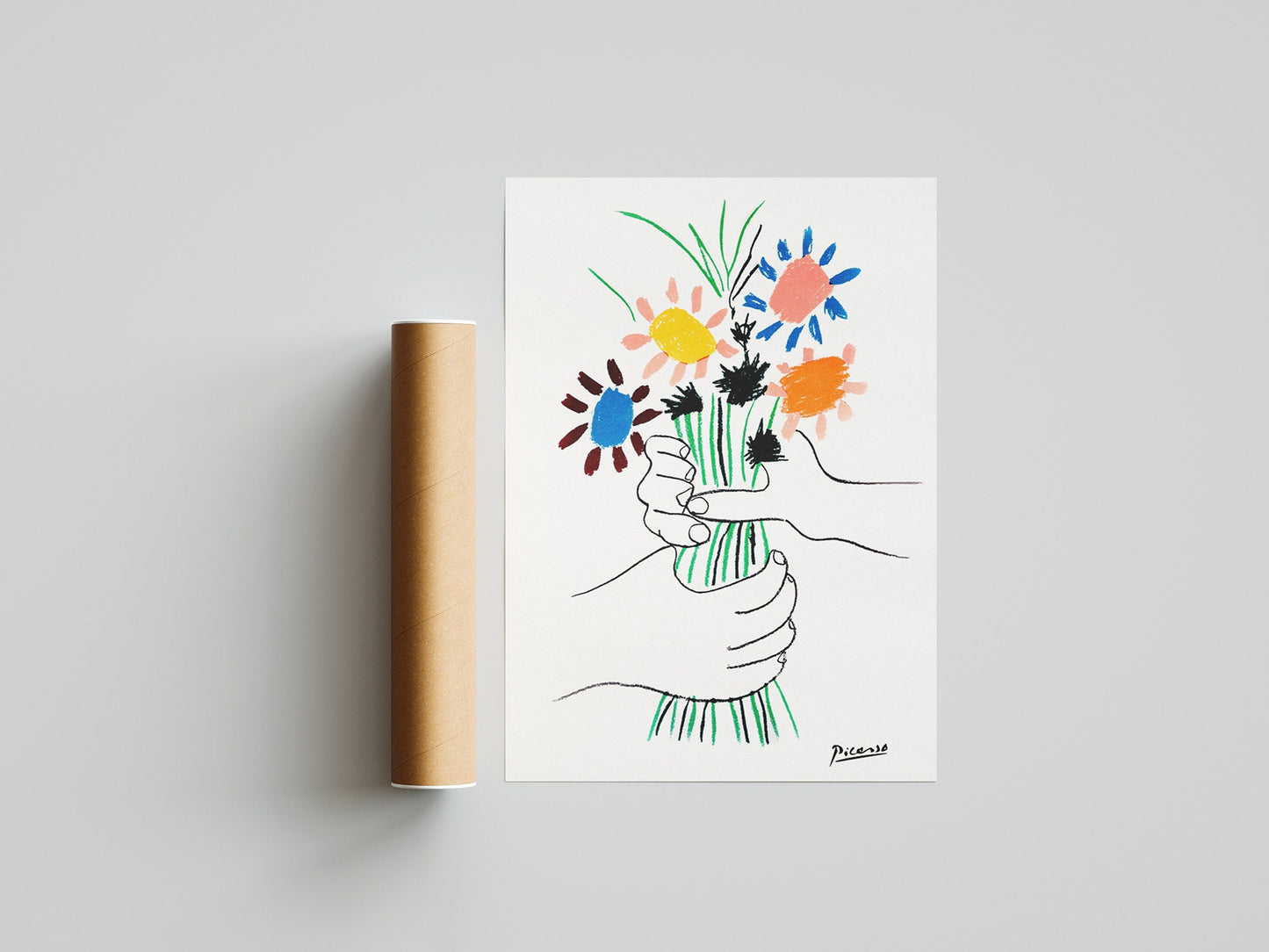 Picasso - Bouquet of Peace Flowers, Exhibition Vintage Line Art Poster, Minimalist Line Drawing, Ideal Home Decor or Gift Print