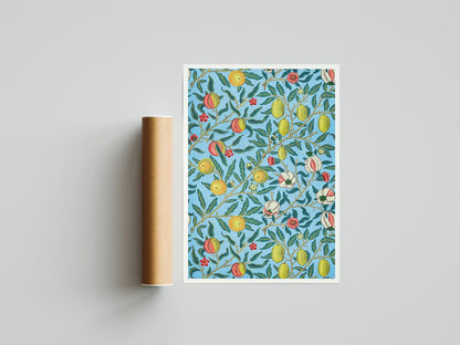 Póster de la exposición de William Morris, diseño de cuatro frutas, Art Nouveau, papel tapiz, diseño de granada, decoración del hogar, arte mural