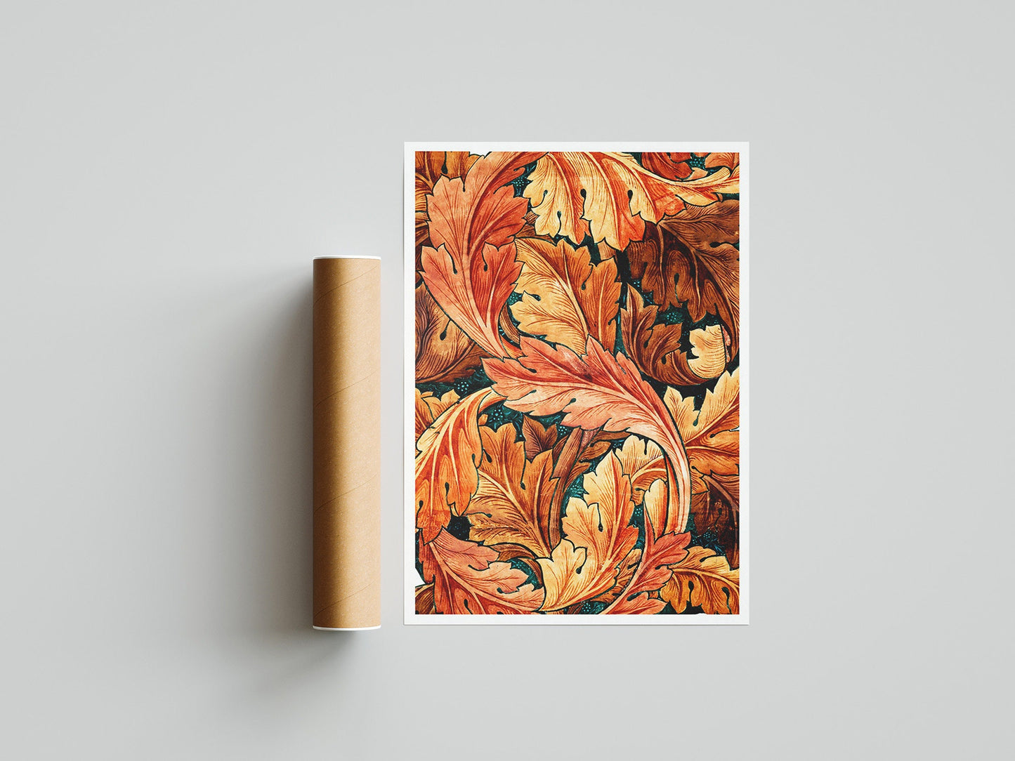 William Morris Exhibition Poster Print, Art Nouveau Acanthus Textured Background, Victorian Home Decor Wall Art