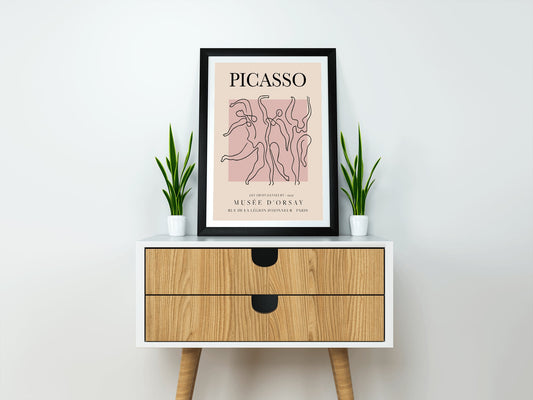 Póster de exposición de Picasso, danza, arte vintage, póster minimalista, dibujo lineal, impresión artística, arte para dormitorio, regalo ideal, varios tamaños