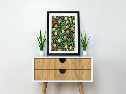 Impresión con motivos de frutas de William Morris