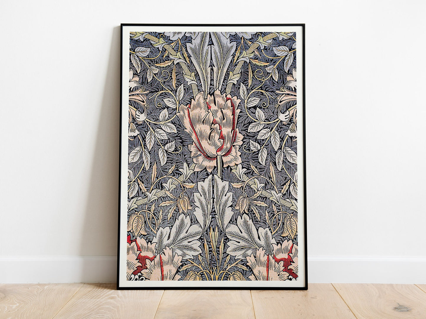 William Morris Exhibition Poster, William Morris Print, Art Nouveau, Honeysuckle Pattern, Fabric Textured Background, Home Decor, Victorian