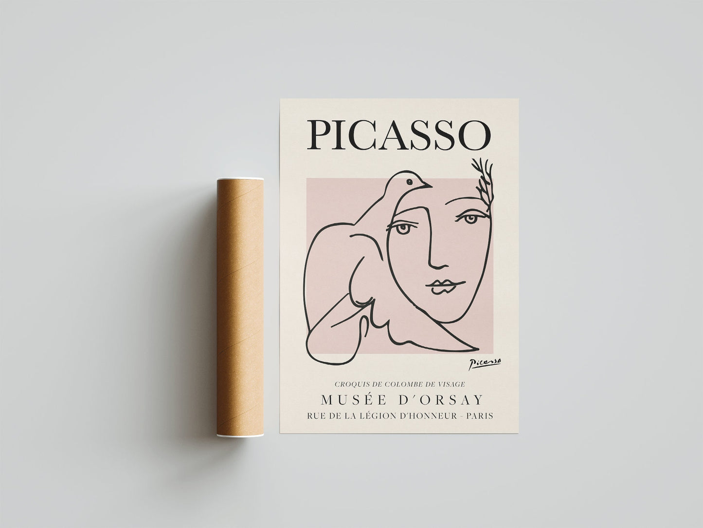 Picasso Exhibition Vintage Line Art Poster with Minimalist Line Drawing, Ideal Home Decor or Gift Print