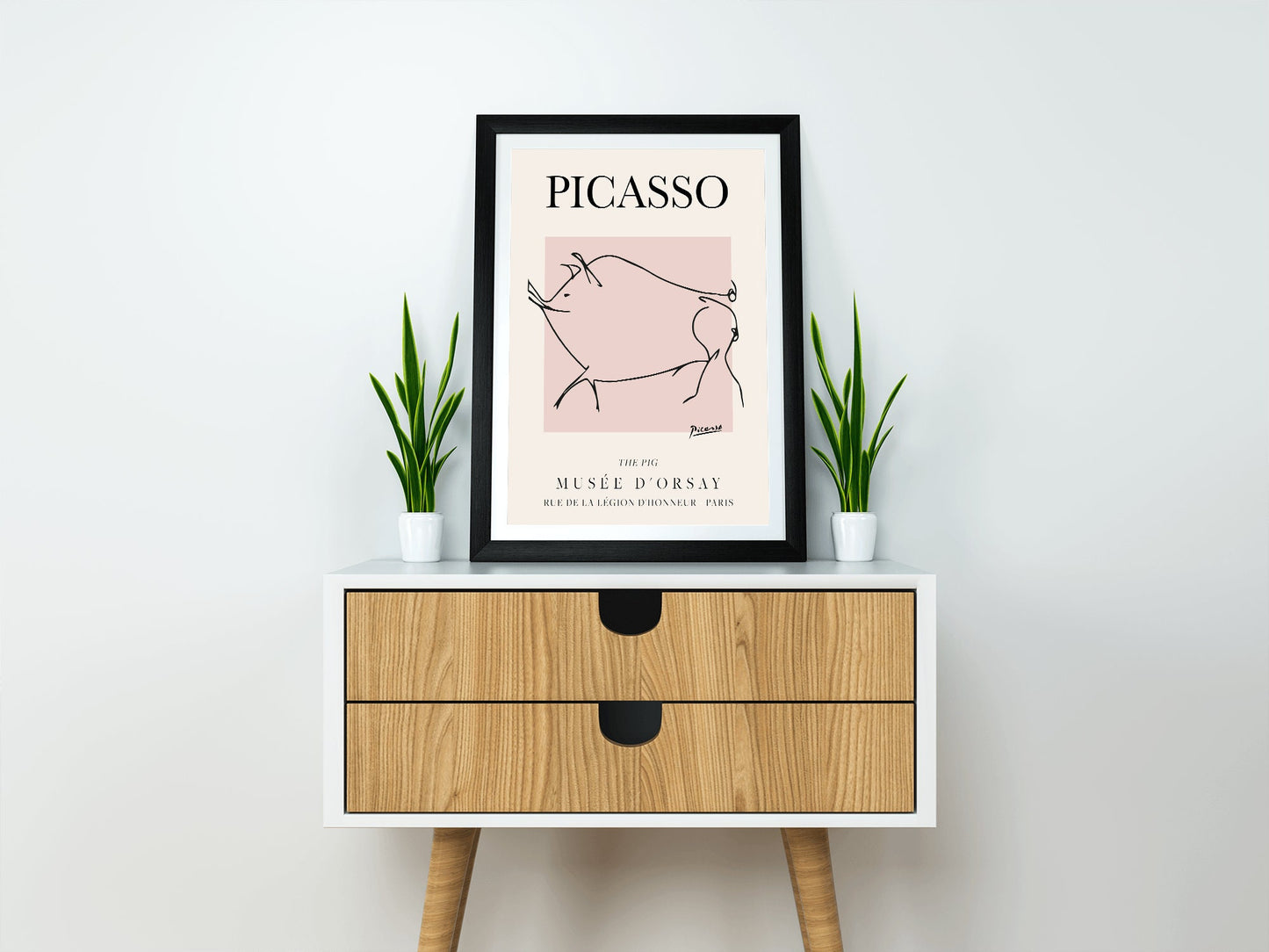 Picasso - The Pig, Exhibition Vintage Line Art Poster, Minimalist Line Drawing, Ideal Home Decor or Gift Print