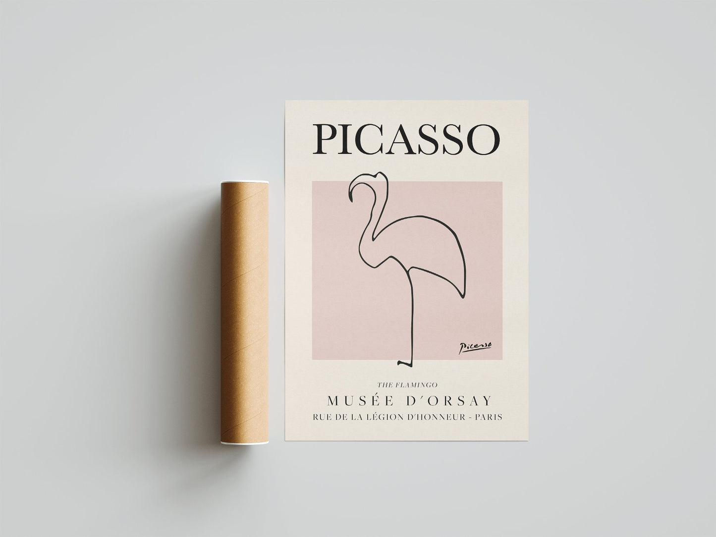 Picasso - Flamingo, Exhibition Vintage Line Art Poster, Minimalist Line Drawing, Ideal Home Decor or Gift Print