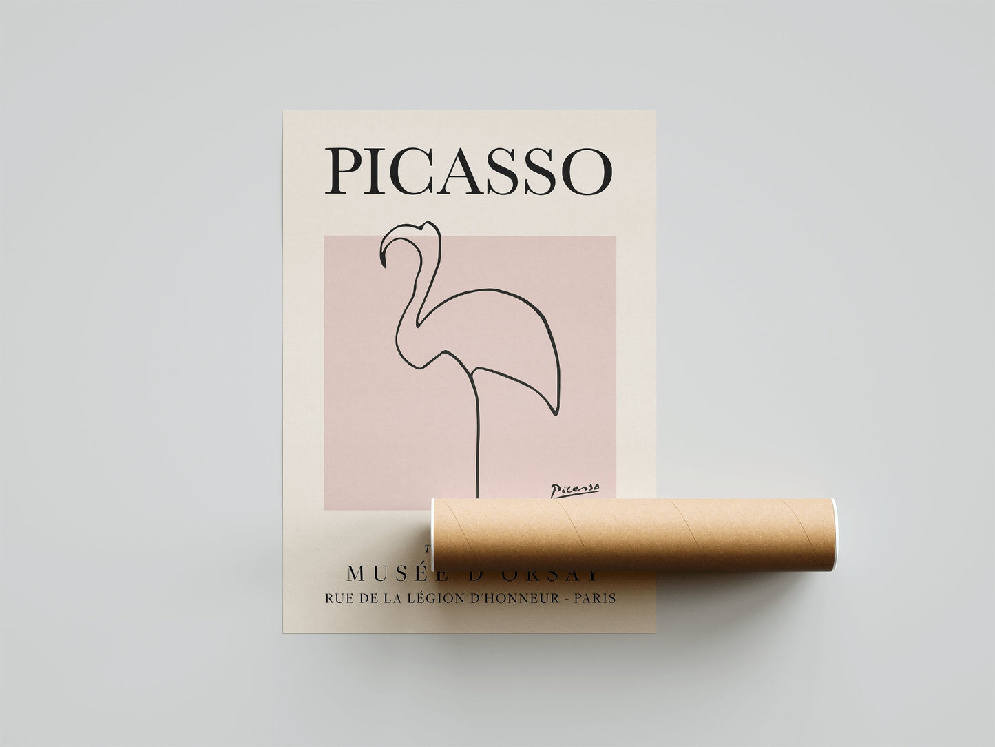 Picasso - Flamingo, Exhibition Vintage Line Art Poster, Minimalist Line Drawing, Ideal Home Decor or Gift Print