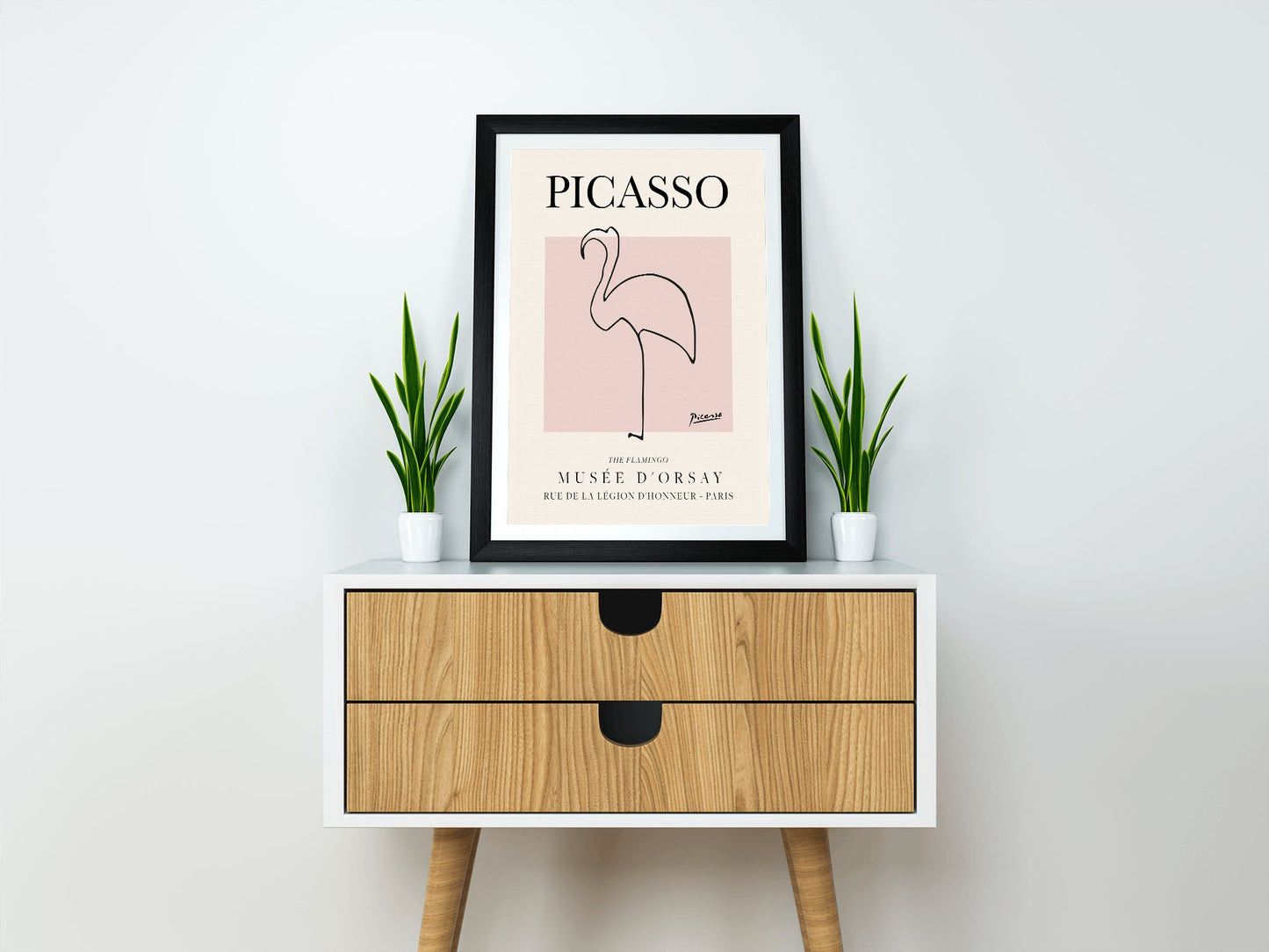 Picasso - Flamingo, Exhibition Vintage Line Art Poster, Minimalist Line Drawing, Ideal Home Decor or Gift Print