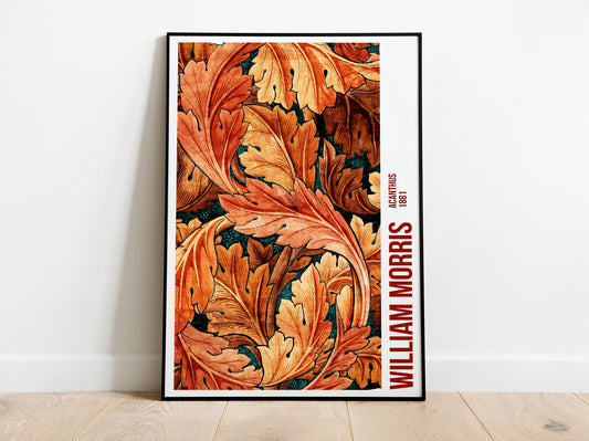 William Morris Exhibition Poster Print, Art Nouveau Acanthus Textured Background, Victorian Home Decor Wall Art