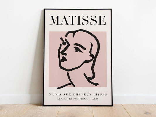 Henri Matisse - Nadia, cartel de arte lineal vintage de exposición, arte de pared con dibujo lineal minimalista, decoración ideal para el hogar o impresión de regalo