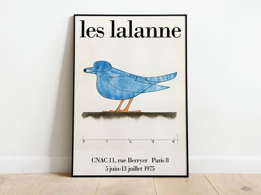 Póster de la exposición Les Lalanne, póster vintage con estampado de pájaro azul, arte de pared para decoración del hogar