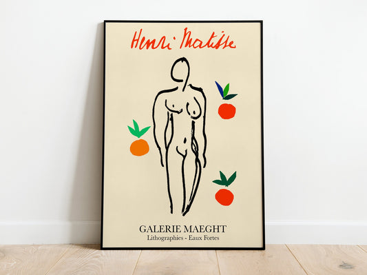 Póster de la exposición Desnudo con naranjas de Henri Matisse, arte mural para decoración del hogar