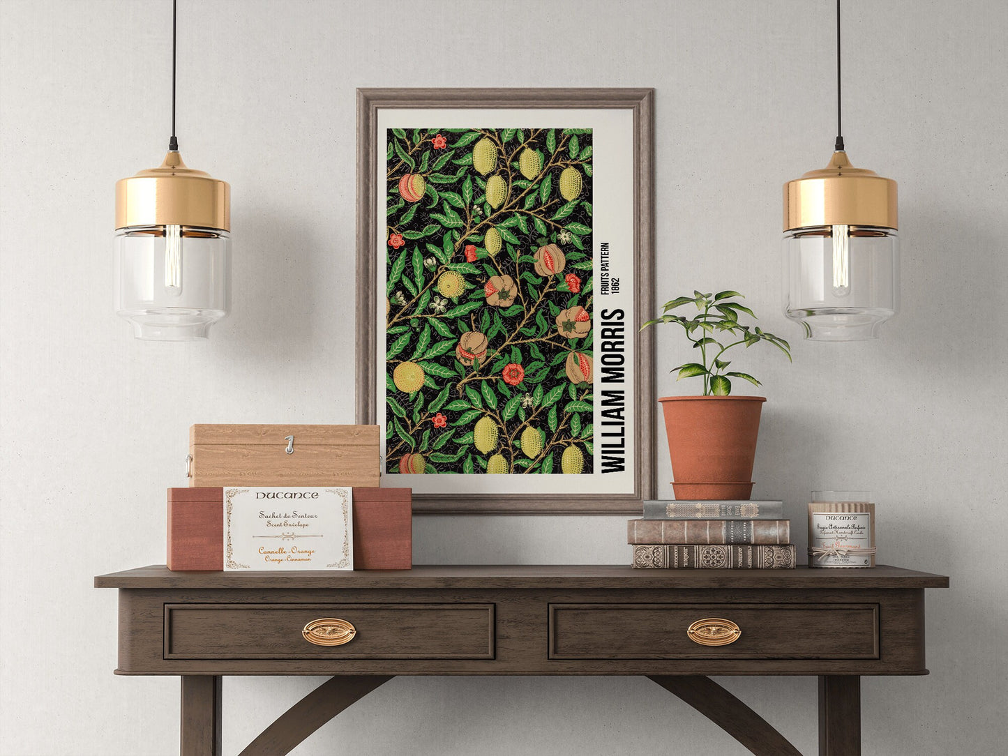 William Morris Exhibition Poster with Fruit Pattern Art Nouveau, Home Decor Wall Art