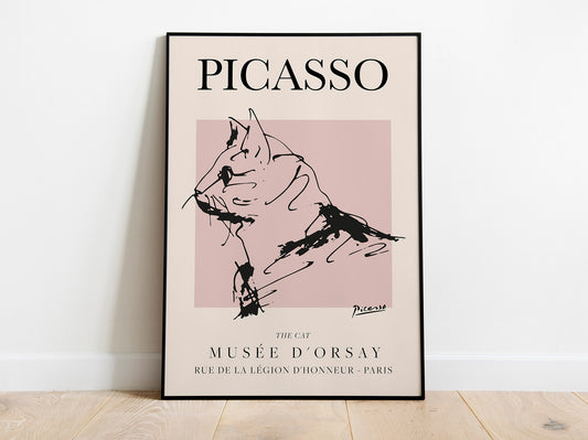 Picasso - Gato, cartel de exposición de arte lineal vintage, dibujo lineal minimalista, decoración ideal para el hogar o impresión de regalo