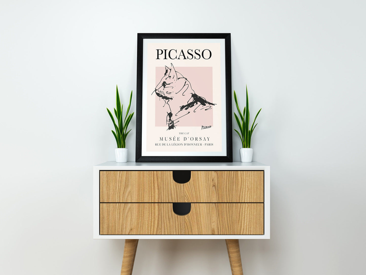 Picasso - Cat, Exhibition Vintage Line Art Poster, Minimalist Line Drawing, Ideal Home Decor or Gift Print