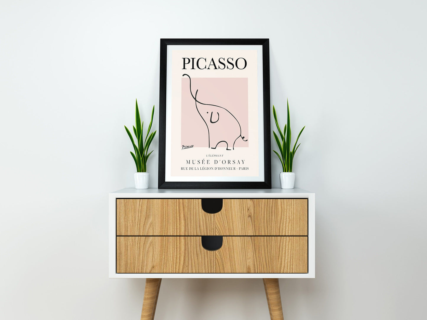 Picasso - Elephant, Exhibition Vintage Line Art Poster, L'éléphant Minimalist Line Drawing, Ideal Home Decor or Gift Print