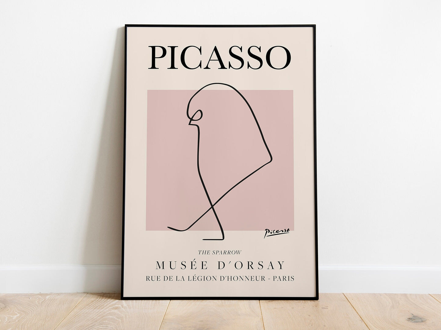 Picasso - Sparrow, Exhibition Vintage Line Art Poster, L'éléphant Minimalist Line Drawing, Ideal Home Decor or Gift Print