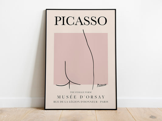 Picasso - Forma femenina, cartel de arte lineal vintage de exposición, dibujo lineal minimalista, decoración ideal para el hogar o impresión de regalo