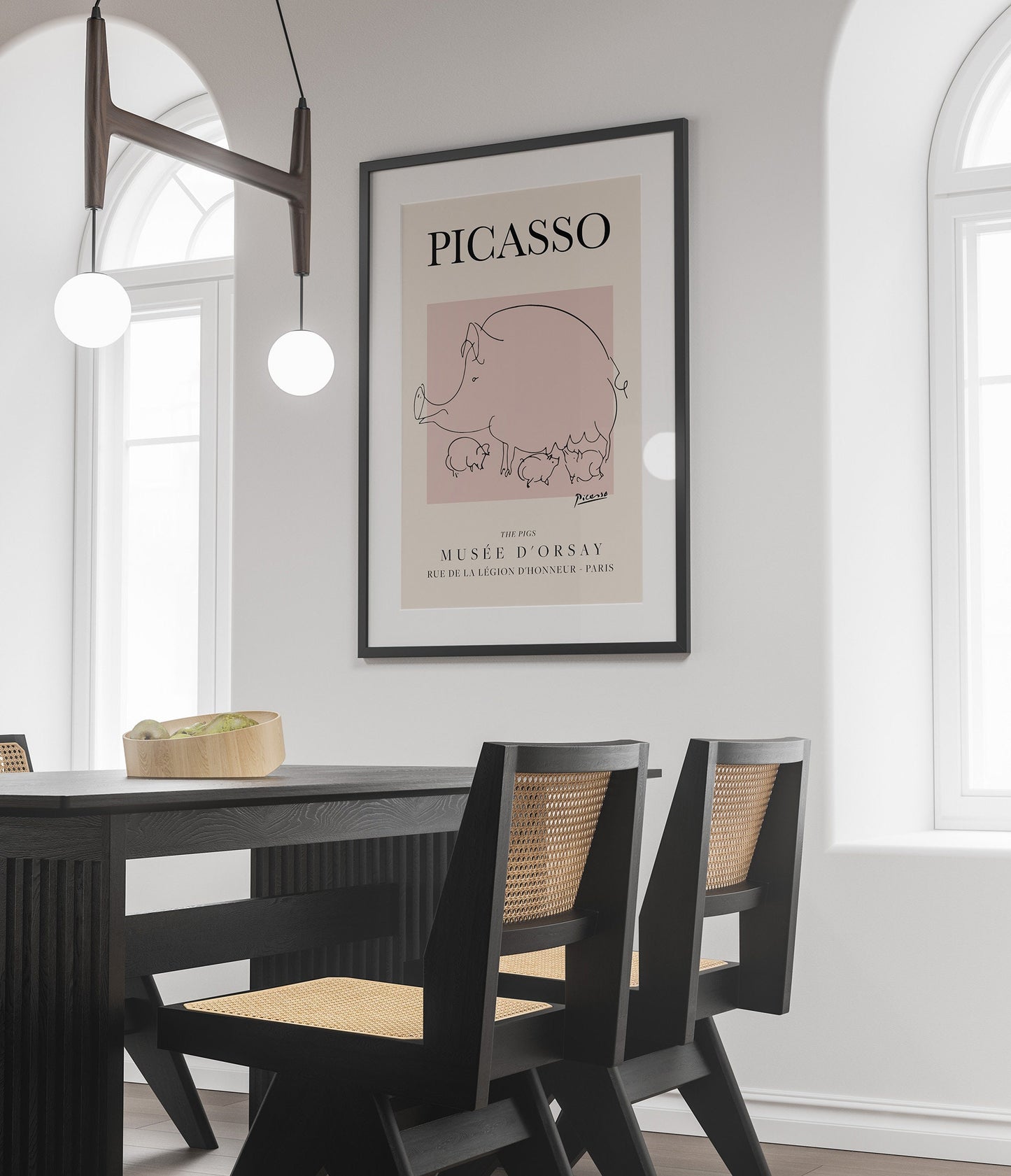 Picasso - The Pigs, Exhibition Vintage Line Art Poster, Minimalist Line Drawing, Ideal Home Decor or Gift Print