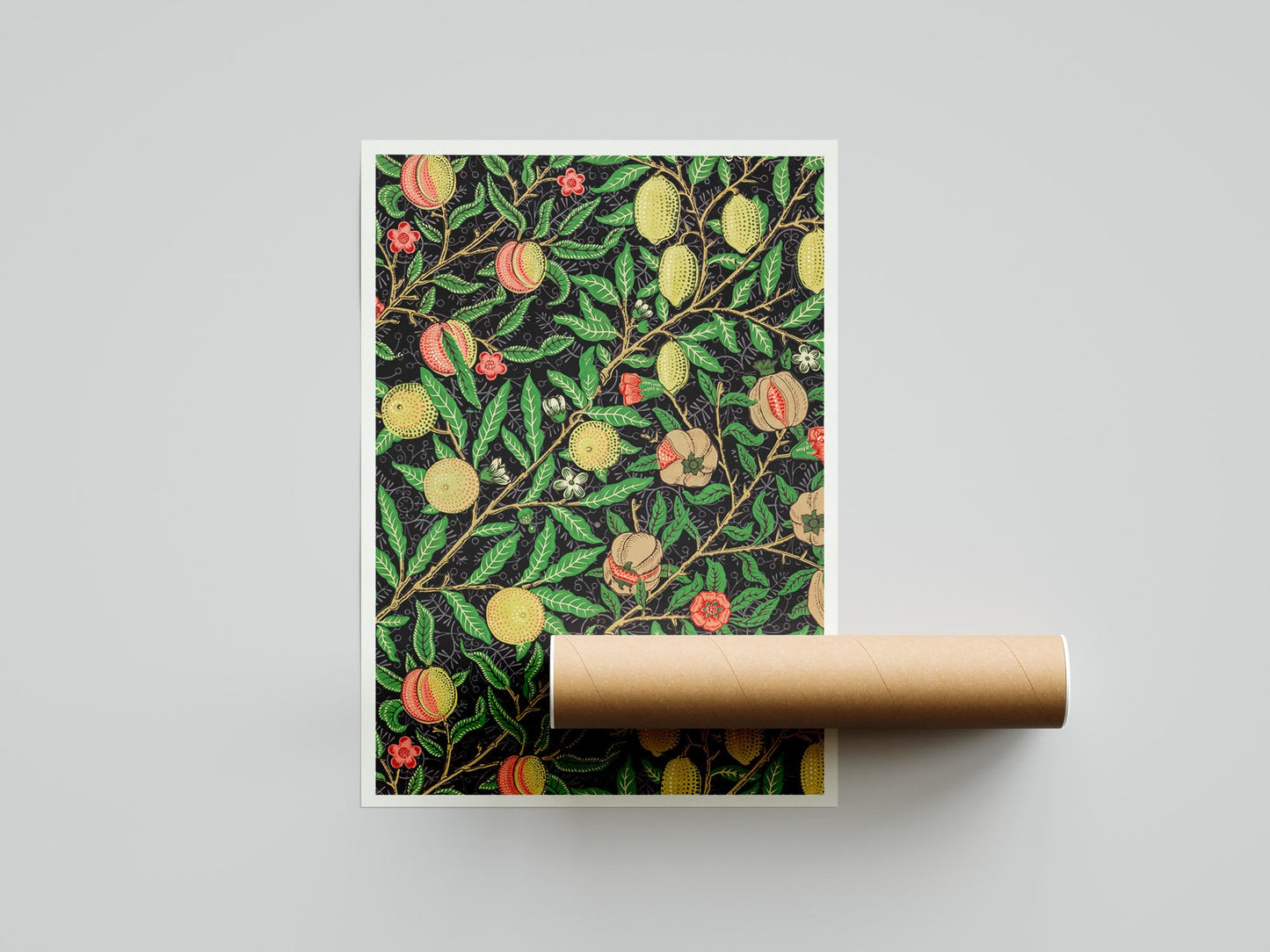 Impresión con motivos de frutas de William Morris