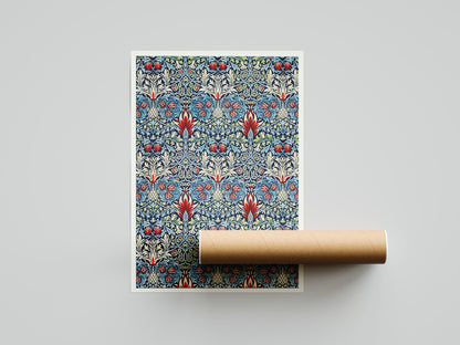 Póster de exposición con estampado de cabeza de serpiente de William Morris, impresión de William Morris, Art Nouveau, estilo victoriano, fondo con textura de tela, decoración del hogar