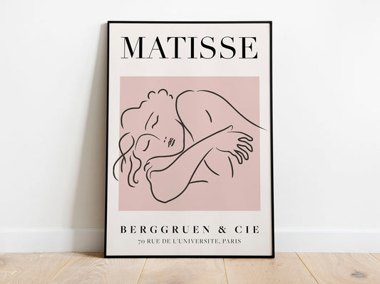 Henri Matisse - Mujer dormida, póster de arte lineal vintage de exposición, arte de pared con dibujo lineal minimalista, decoración ideal para el hogar o impresión de regalo