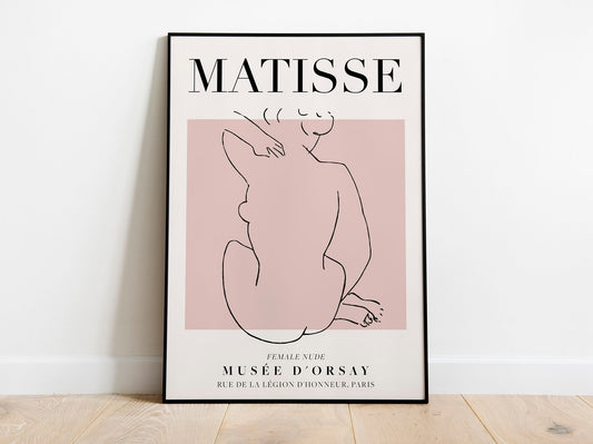 Henri Matisse - Desnudo femenino, póster de arte lineal vintage de exposición, arte de pared con dibujo lineal minimalista, decoración ideal para el hogar o impresión de regalo