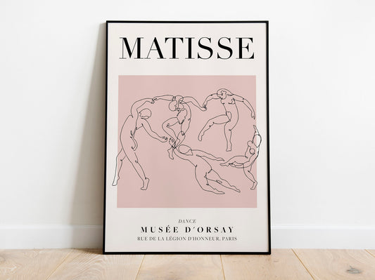 Henri Matisse - Danza, cartel de arte lineal vintage de exposición, arte de pared con dibujo lineal minimalista, decoración ideal para el hogar o impresión de regalo