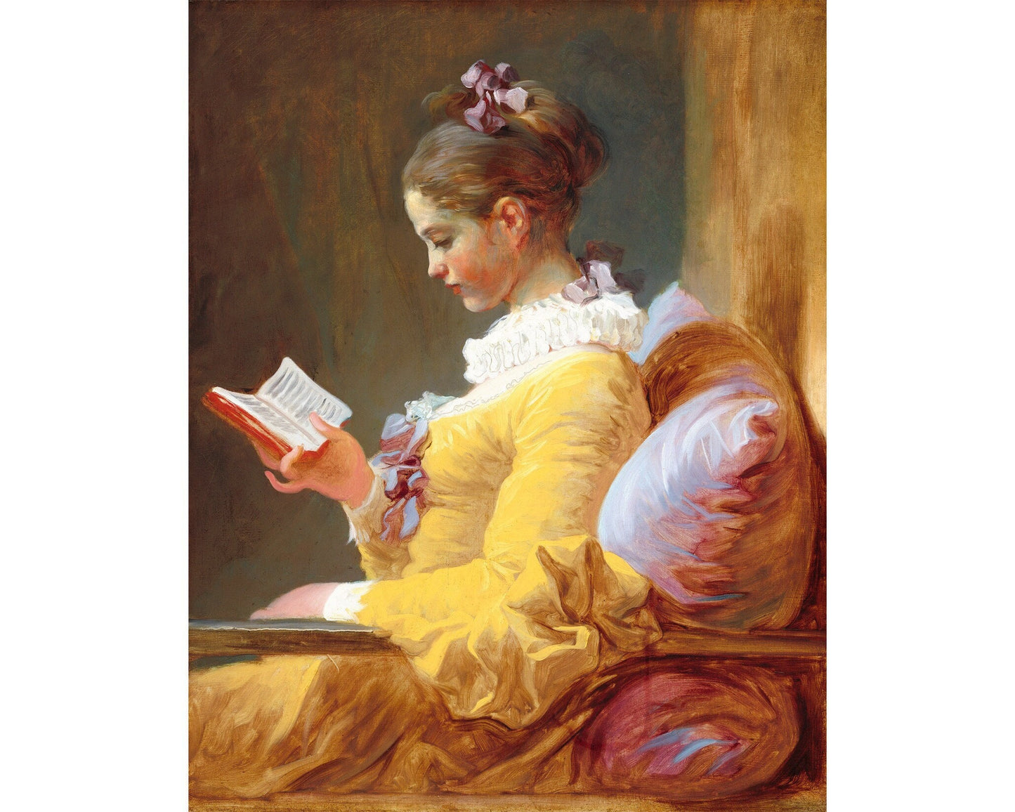 Mujer leyendo un libro | Niña leyendo | Impresión de arte feminista | Arte de biblioteca | Jean-Honore Fragonard | Artista francés