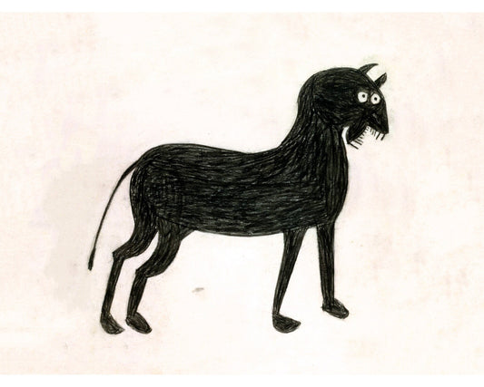 Bill Traylor Americana art | Teethy cat | Black cat | Animal folk art | Cat wall art | African American self-taught artist