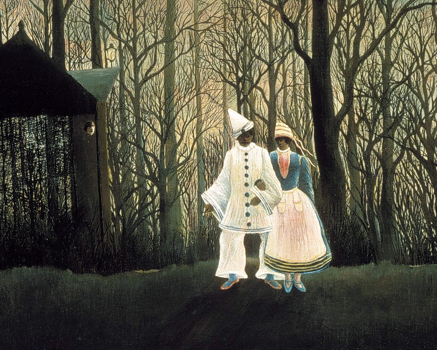 Carnival goers in the moonlight | Carnival Evening | Night art | Autumn wall art | Dark, gothic art | Self-taught artist | Henri Rousseau