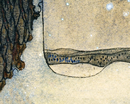 Alce bajo el cielo estrellado | El alce | Bosque navideño | Ilustración de cuentos de hadas | Auroras boreales en el arte | Arte mural de fantasía | Arte de John Bauer