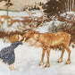 Sweet girl kissing a reindeer | Gerda and the Reindeer | Christmas woodland | Edmund Dulac book illustration | Fantasy wall art