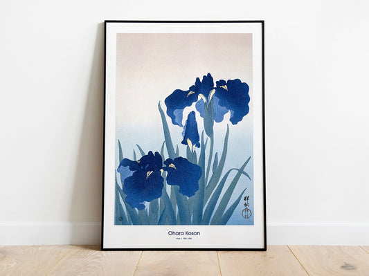 Póster de arte japonés con flores de iris de Ohara Koson para decoración del hogar